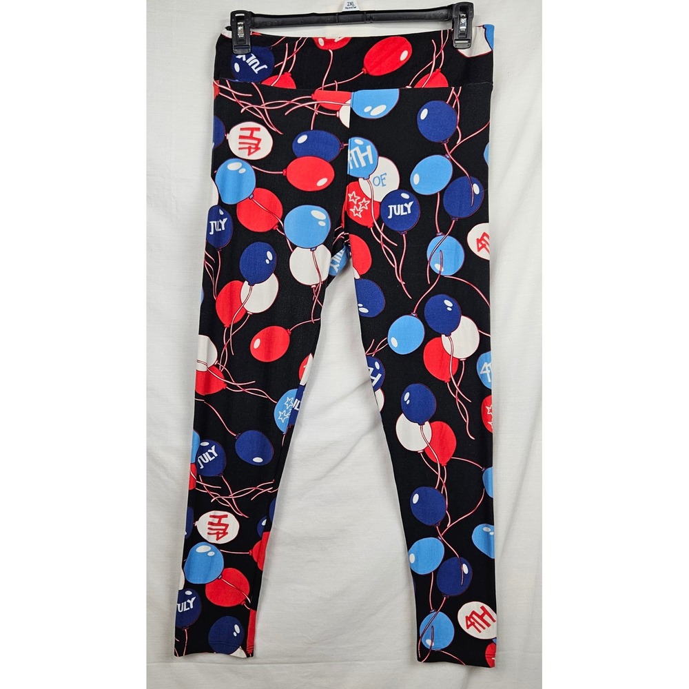 LuLaRoe 4th of July Balloons Leggings Tall & Curvy Patriotic Red White Blue